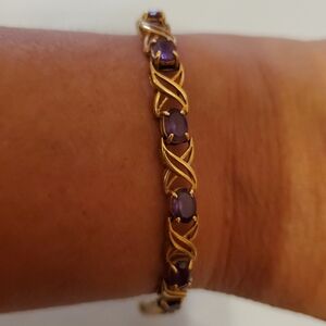 14K bracelet with purple stones